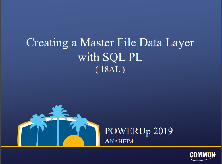 Creating a Master File Data Layer with SQL PL presentation